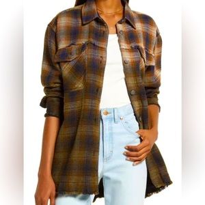 Free People Anneli Plaid Shirt Jacket size S